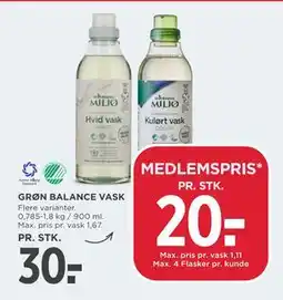 MENY GRØN BALANCE VASK, DKK 30, App-pris tilbud