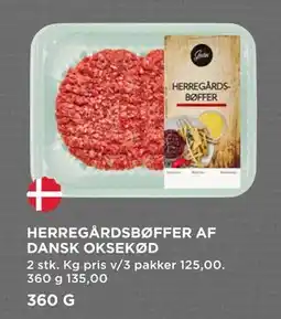 MENY HERREGÅRDSBØFFER AF DANSK OKSEKØD, DKK 135 tilbud
