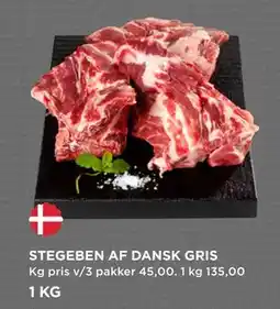 MENY STEGEBEN AF DANSK GRIS, DKK 135 tilbud