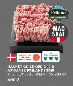 MENY HAKKET GRISEKØD 8-12 % AF DANSK FRILANDSGRIS, DKK 135 tilbud
