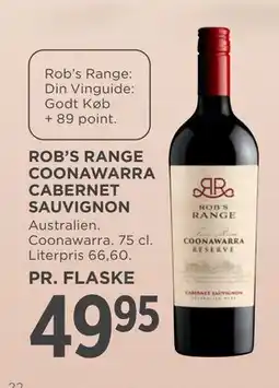 MENY ROB’S RANGE COONAWARRA CABERNET SAUVIGNON, DKK 49.95 tilbud