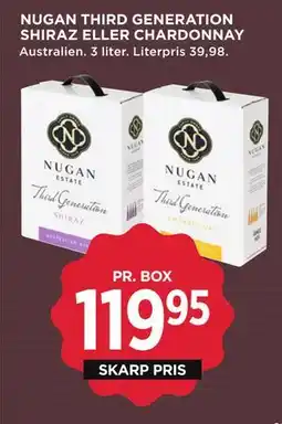 MENY NUGAN THIRD GENERATION SHIRAZ ELLER CHARDONNAY, DKK 119.95 tilbud