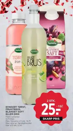 MENY RYNKEBY TØRST, FRUGTBRUS, BLANDET SAFT ELLER DRIK, DKK 25 tilbud