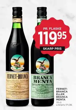 MENY FERNETBRANCA ELLER BRANCA MENTA, DKK 119.95 tilbud