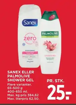 MENY SANEX ELLER PALMOLIVE SHOWER GEL, DKK 25 tilbud