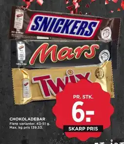 MENY CHOKOLADEBAR, DKK 6 tilbud
