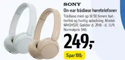 Føtex SONY On-ear trådløse høretelefoner tilbud