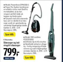 Føtex Electrolux Støvsuger og led- ningsfri støvsuger tilbud