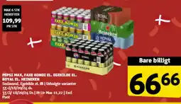 Løvbjerg Pepsi max, Faxe kondi el. Egekilde el. Royal el. Heineken tilbud