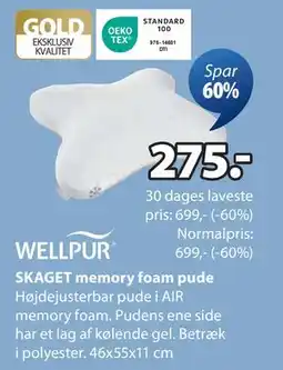 JYSK SKAGET memory foam pude, DKK 275 tilbud