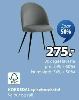 JYSK KOKKEDAL spisebordsstol, DKK 275 tilbud