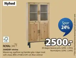 JYSK SANDBY vitrine, DKK 2500 tilbud