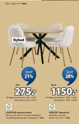 JYSK JONSTRUP spisebordsstol, DKK 275 tilbud