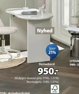 JYSK VORDINGBORG skrivebord, DKK 950 tilbud