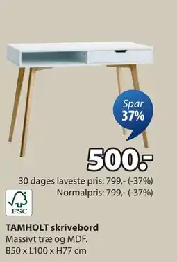 JYSK TAMHOLT skrivebord, DKK 500 tilbud