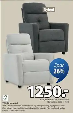 JYSK VEJLBY lænestol, DKK 1250 tilbud