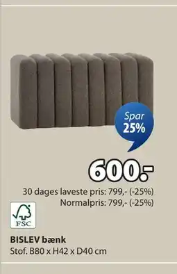 JYSK BISLEV bænk, DKK 600 tilbud