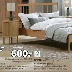 JYSK LYNGVIG sengebord, DKK 600 tilbud
