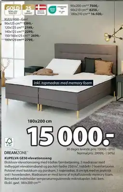 JYSK KUPELVA GE50 elevationsseng, DKK 15000 tilbud