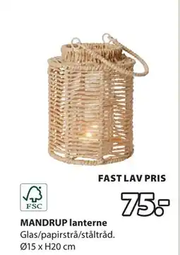 JYSK MANDRUP lanterne, DKK 75 tilbud