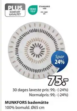 JYSK MUNKFORS bademåtte, DKK 75 tilbud
