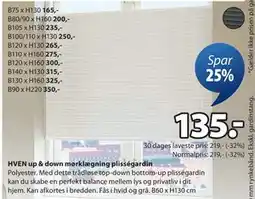 JYSK HVEN up & down mørklægning plisségardin tilbud