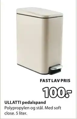 JYSK ULLATTI pedalspand, DKK 100 tilbud
