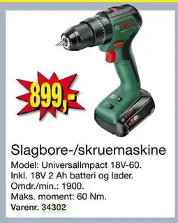 Harald Nyborg Slagbore-/skruemaskine, DKK 899 tilbud