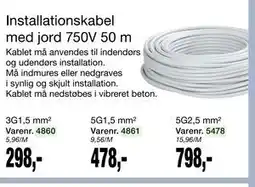 Harald Nyborg Installationskabel med jord 750V 50 m tilbud