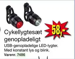 Harald Nyborg Cykellygtesæt genopladeligt, DKK 58 tilbud