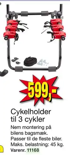 Harald Nyborg Cykelholder til 3 cykler, DKK 599 tilbud
