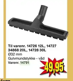 Harald Nyborg Tilbehør til våd/tør støvsuger. Ø32 mm Gulvmundstykke - våd. Varenr. 14791., DKK 49.95 tilbud