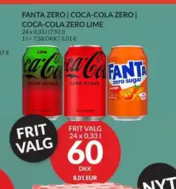 Nielsen's Discount FANTA ZERO | COCA-COLA ZERO | COCA-COLA ZERO LIME, DKK 60 tilbud