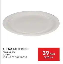 Nielsen's Discount ABENA TALLERKEN, DKK 39 tilbud