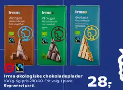 Kvickly Irma økologiske chokoladeplader tilbud
