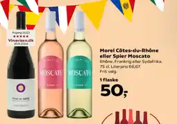 Kvickly Morel Côtes-du-Rhône eller Spier Moscato tilbud