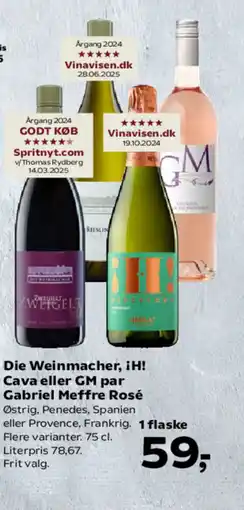 Kvickly Die weinmacher, ¡h! cava eller gm par Gabriel Meffre Rosé tilbud