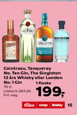 Kvickly Cointreau, Tanqueray No. Ten Gin, The Singleton 12 års Whisky eller London No. 1 Gin tilbud