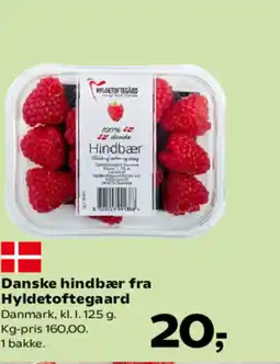 Kvickly Danske hindbær fra Hyldetoftegaard tilbud