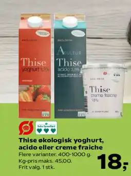 Kvickly Thise økologisk yoghurt, acido eller creme fraiche tilbud