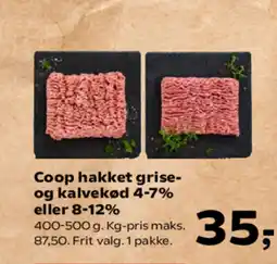 Kvickly Coop hakket grise- og kalvekød 4-7% eller 8-12% tilbud