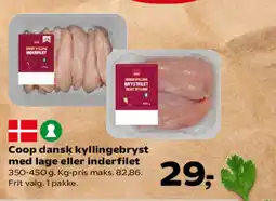 Kvickly Coop dansk kyllingebryst med lage eller inderfilet tilbud