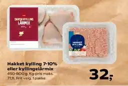 Kvickly Hakket kylling 7-10% eller kyllingelårmix tilbud