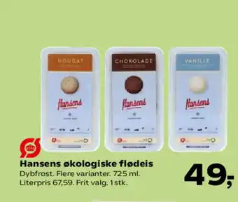 Kvickly Hansens økologiske flødeis tilbud