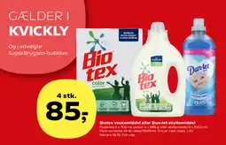 Kvickly Biotex vaskemiddel eller Dun-let skyllemiddel tilbud