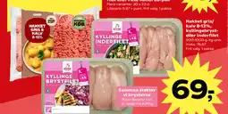 Kvickly Hakket gris/ kalv 8-12%, kyllingebryst- eller inderfilet kg-pris maks. 76,67. frit valg. 1 pakke. tilbud