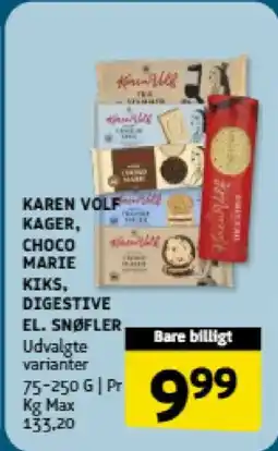 Løvbjerg KAREN VOLF! KAGER, CHOCO MARIE KIKS, DIGESTIVE EL. SNØFLER tilbud