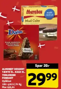 Løvbjerg ALMONDY DESSERT TÆRTE EL. KAGE EL. TOBLERONE FONDANT tilbud