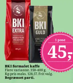 Dagli'Brugsen BKI formalet kaffe Flere varianter. tilbud