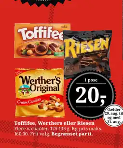 Dagli'Brugsen Toffifee, Werthers eller Riesen tilbud